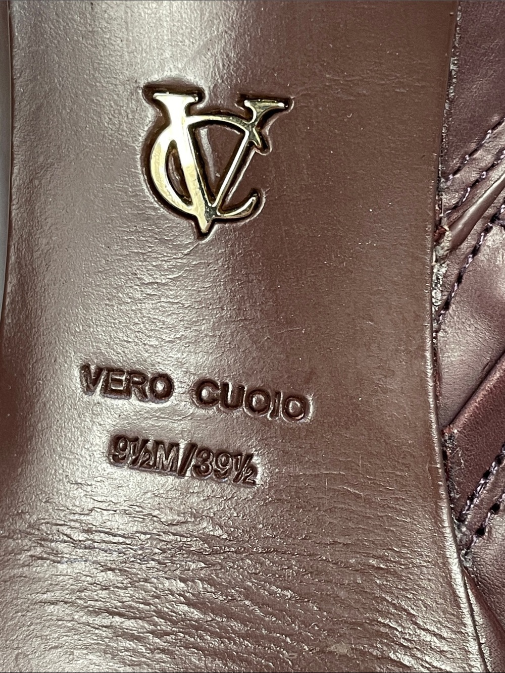 Vince Camuto Signature Fabina Dark Burgundy Purple Leather Heeled Boots 9.5 - Picture 7 of 16